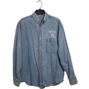Vintage Kentucky WILDCATS blue jean button down.